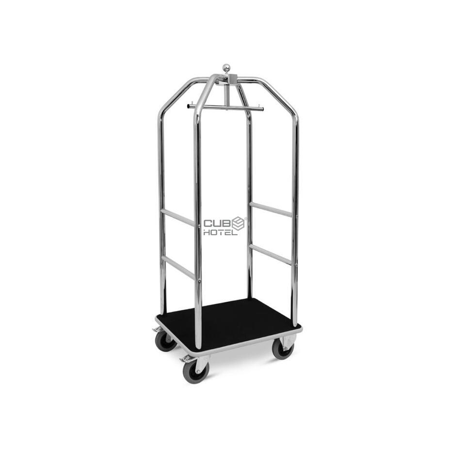Luggage Trolley Hotel Chrome 79X59X189 Carpet Black